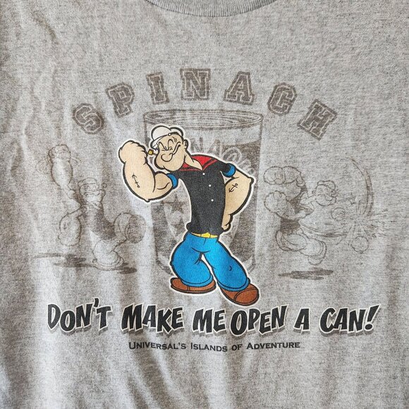 Vintage Universal Studios Popeye Graphic T-Shirt Gray Adult M "Dont Make Me Open - Picture 2 of 8